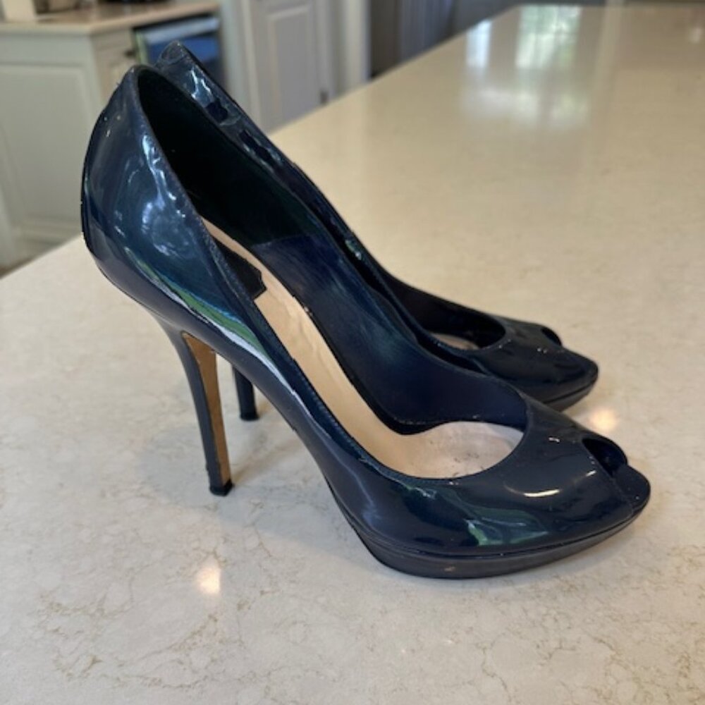 Navy Patent Leather Christian Dior Ms Dior Platform stilettos - size 38.5